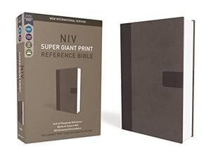 NIV, Super Giant Print Reference Bible, Leathersoft, Gray, Red Letter, Comfort Print 