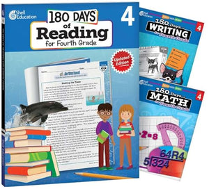 180 Days(tm) Reading, Writing and Math for Grade 4: 3-Book Set 