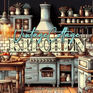 Vintage Cottage Kitchen Coloring Book for Adults 