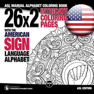 26x2 Intricate Coloring Pages with the American Sign Language Alphabet 