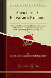 Agricultural Economics Research, Vol. 1 