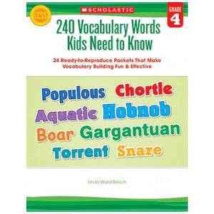 240 Vocabulary Words Kids Need to Know: Grade 4 